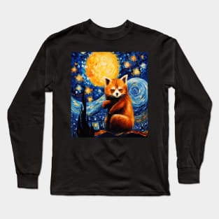 starry night red panda Long Sleeve T-Shirt